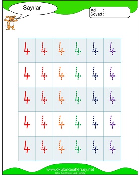 okul öncesi 1 sayısı çizgi çalışması